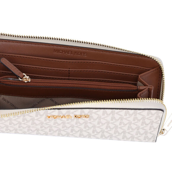 Michael Kors Jet Set Travel Large Logo Quarter Zip wallet Vanilla MK Siganture - Picture 6 of 6